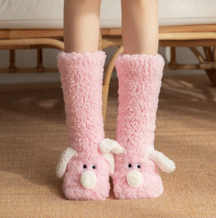 Women's Cozy Plush Dog Socks — Non-Slip, Warm & Adorable Winter Floor Socks