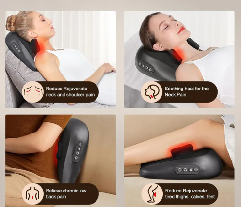 Shiatsu Neck & Shoulder Massage Pillow — Deep Kneading with Heat Therapy