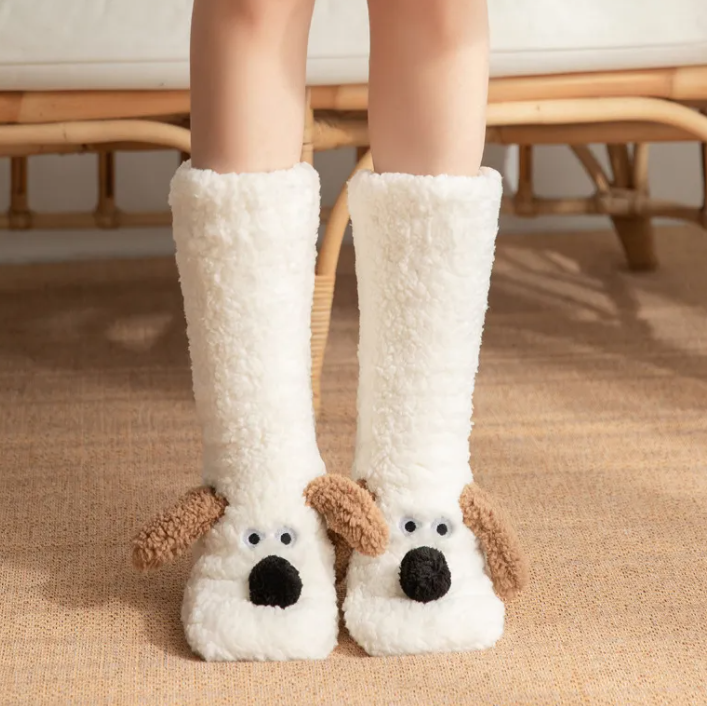 Women's Cozy Plush Dog Socks — Non-Slip, Warm & Adorable Winter Floor Socks