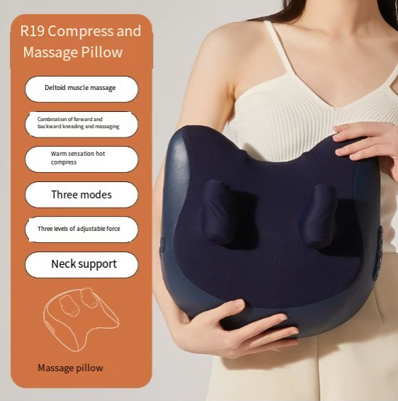 Shiatsu Neck & Shoulder Massage Pillow — Deep Kneading with Heat Therapy
