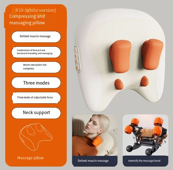 Shiatsu Neck & Shoulder Massage Pillow — Deep Kneading with Heat Therapy